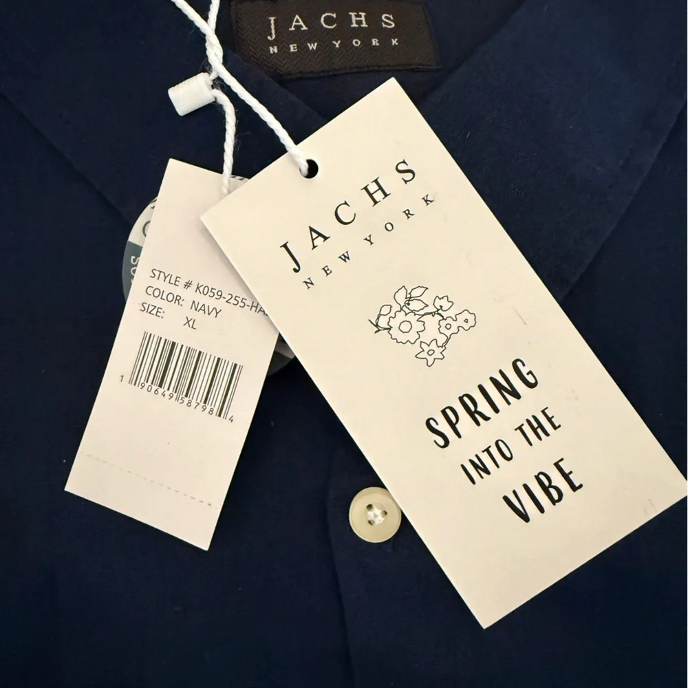 Jach’s Men's Short Sleeve Navy Shirt - Picture 2 of 2